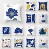 Nordic Blue White Abstract Art Line Printing Pattern Cushion Cover Pillowcase Home Living Room Office Sofa Decoration Pillowcase