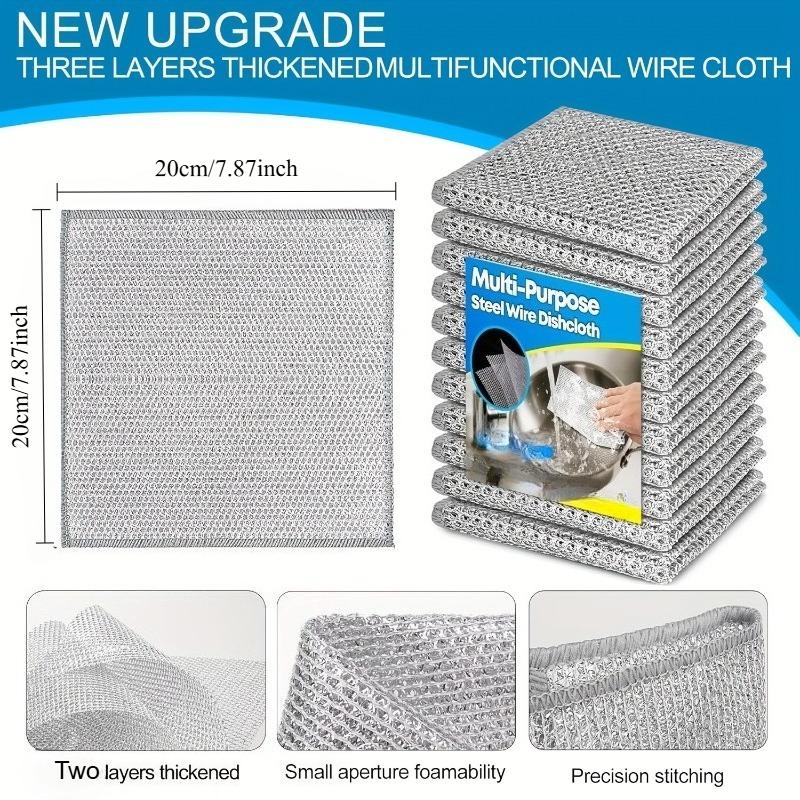 10/20 PCS Multifunctional Steel Wire Cleaning Cloths, Kitchen Non Scratch Dishwashing Towels, Suitable for Pots, Pans, And Sinks
