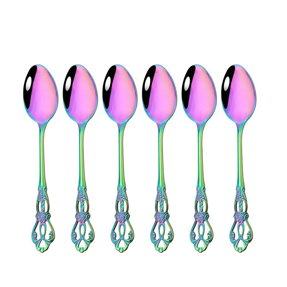 Royal Cutlery Silver Stainless Steel Sets Vintage Spoons Colorful Dinnerware Forks Kitchen Tableware Dinner Western Silverware