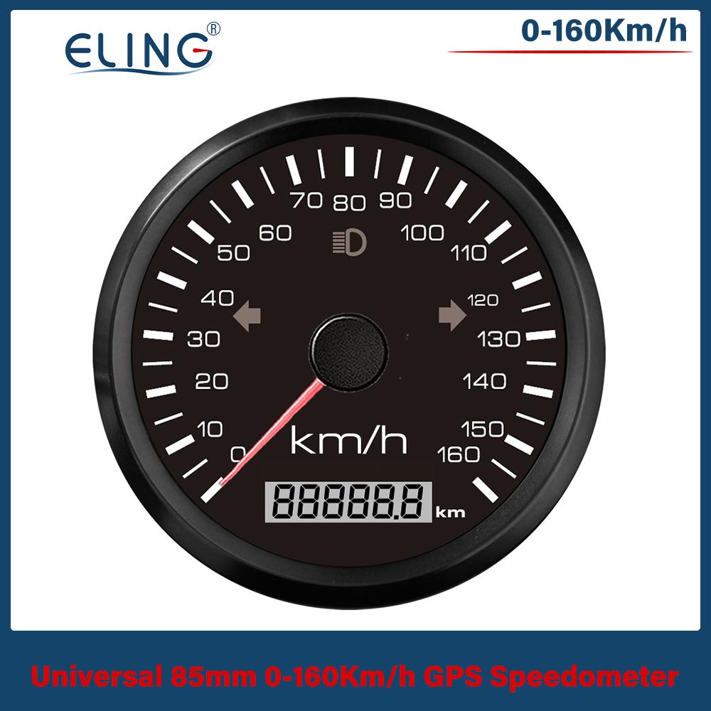 ELING 85мм GPS Спидометр 0-125 миль/ч 0-160 миль/ч 0-200 миль/ч Одометр Левый Правый Дальний свет с Красной Желтой подсветкой для Автомобиля Грузовика RV
