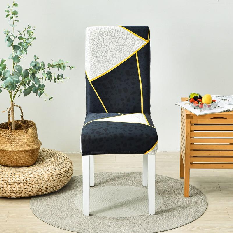 Geometric Elastic Dining Chair Cover Universal Slipcovers Chair Case Stretch Seat Cover For Wedding El Banquet Living Room