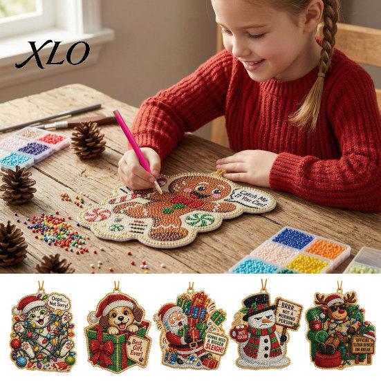 Festive Party Favors Gifts Christmas Hanging Faux Pearl Art Kit for Adult, DIY Bead Crafting Supplies Painting Ornament, Handmade Holiday Craft