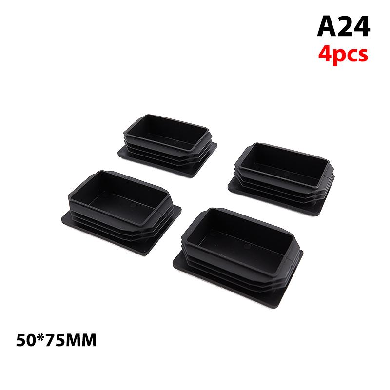 4 шт., прямоугольные пластиковые черные заглушки, вставки для труб, стальные заглушки для ног, коврики для полок столов и стульев