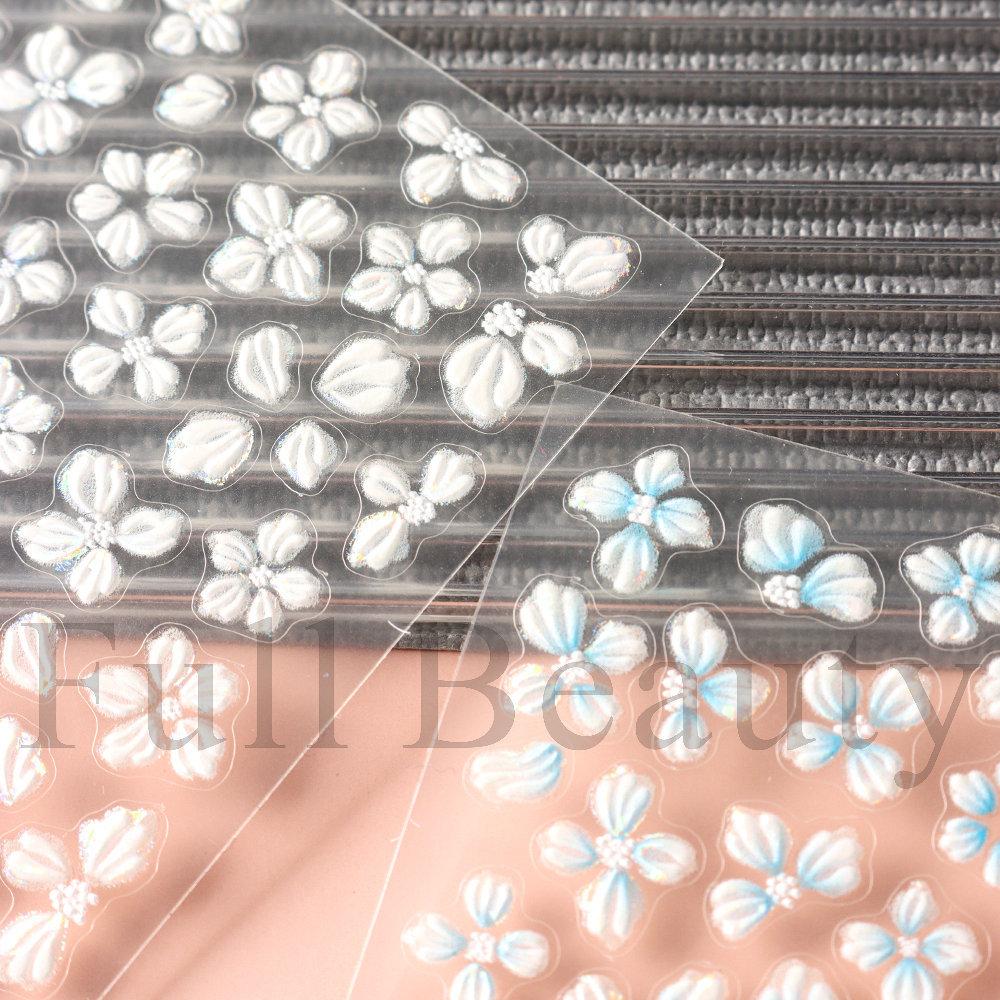 Nail Art Stickers Embossed 5D Three-dimensional Crystal Flower Jelly Camellia Four-petal Flower Nail Decoration Stickers