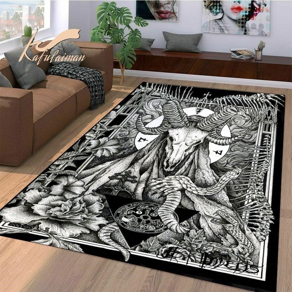 Satan Devil Skull Divination Carpet Halloween Satan Decorative Carpet Bathroom Carpet Bedroom Large Carpets for Living Room