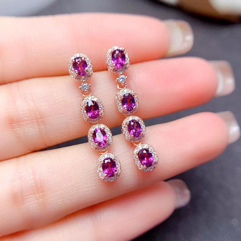 Роскошные серьги с фиолетовыми драгоценными камнями для женщин, креативные серьги-подвески с кристаллами, модные простые длинные глянцевые серьги-капли, помолвочные украшения