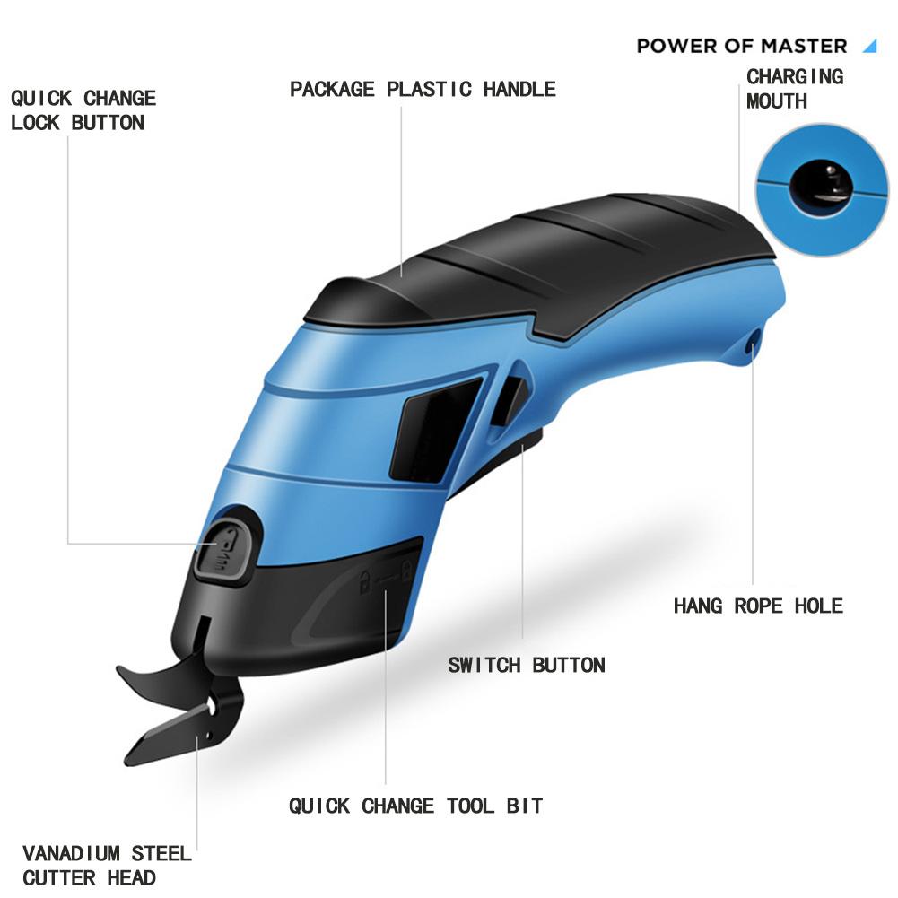 Электрические ножницы для резки ткани, литиевая зарядка, кожаные швейные ножницы, лезвие из вольфрамовой стали, портативный ручной инструмент