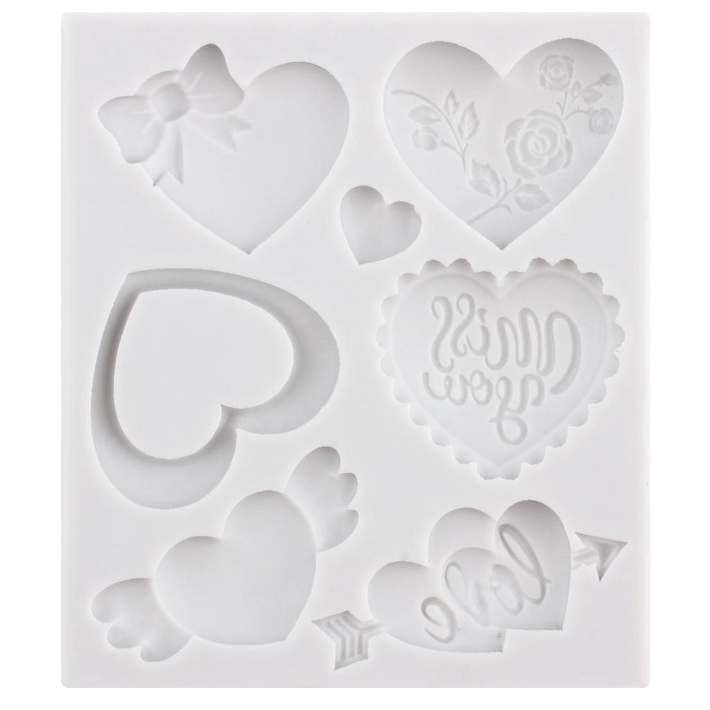 Heart Silicone Molds Love You XOXO Letter Kiss Rose Fondant Mold Cake Decorating Tools Cupcake Topper Candy Resin Clay Chocolate Gumpaste Mold