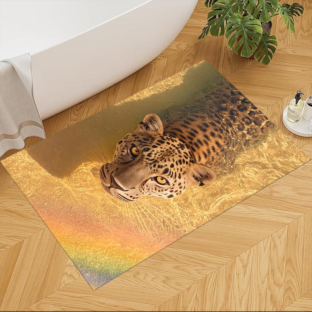 Leopard Emerging From Water Non-Slip Home Carpet Design for Office Decor Living Room Bedroom Gift