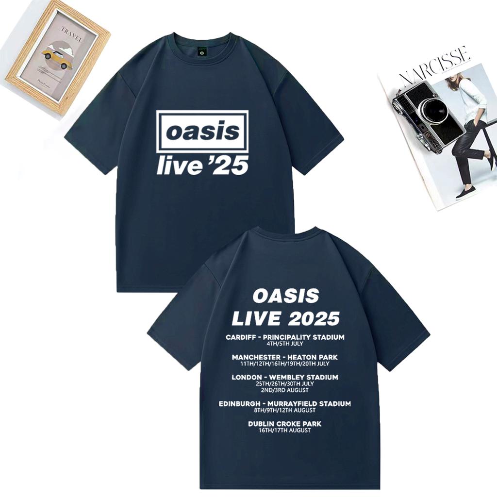 OASIS Live 25 Tour 2025 Vintage T-shirt Men Woman Casual Cotton T-shirt Clothes Hip Hop Streetwear Short Sleeve Shirts Fans Gift