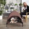 Outdoor Dog Bed with Roof, Elevated Dog Bed for Medium-Sized Dogs, 76 x 61 x 71cm, Coffee