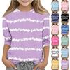 Print Tops For Youth Girls 5-16 Years Round Neck 3/4 Sleeves T-Shirts Trendy Tops Outfit Tees