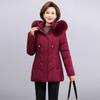 Cotton-padded Women's Short Winter Coat with Big Fur Collar Cotton-padded Jacket Middle-aged and Elderly Loose Cotton-padded Jacket Warm Coat