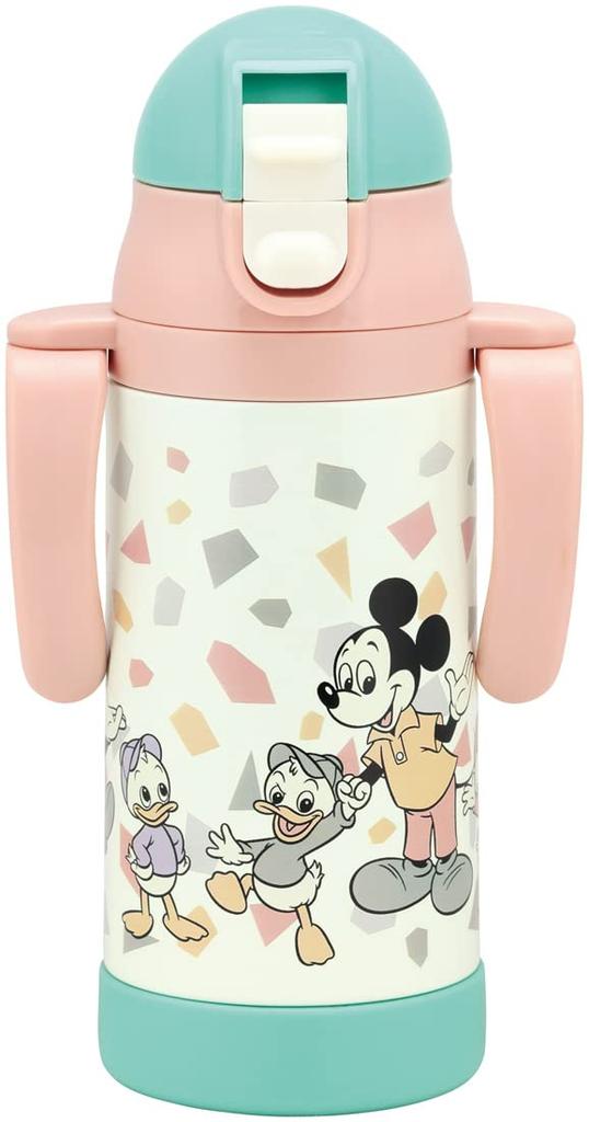 Skater Stainless Steel Water Bottle with Baby Disney Mickey Mouse and Friends Retro 350ml (STWM3N-A) Double-Handled Straw, Mug, Design,