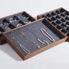 Walnut Jewelry Storage Box with Ring and Earring Trays, Necklace Display, and Bracelet Holder