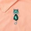 Cute Bowknot Cat Shape Brooch Shining Faux Crystal Inlaid Pin Suit Lapel Badge Jewelry Gift Coat Accessories