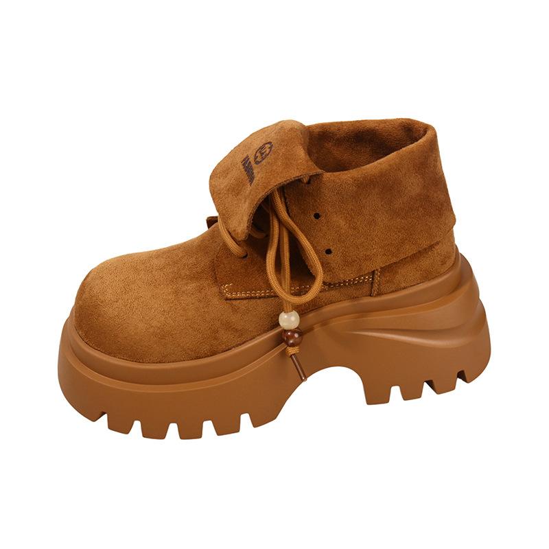 Ботинки Мартин на толстой подошве, увеличивающие рост, в британском стиле, женские, 2025, новые осенние, ретро, универсальные короткие ботинки, два варианта носки, ботинки, стройнящие ноги