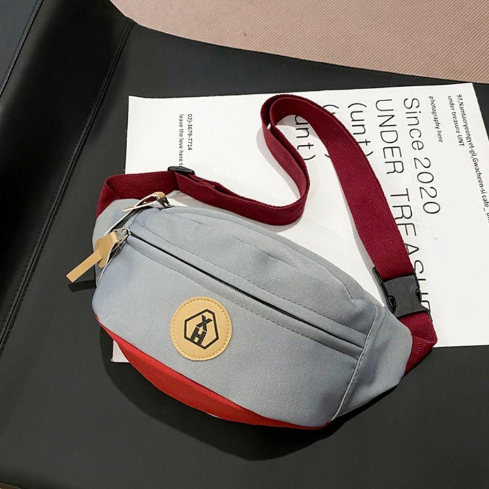 Solid Color Canvas Crossbody Bag Nylon Waist Bag Portable Canvas Chest Bag Streetwear