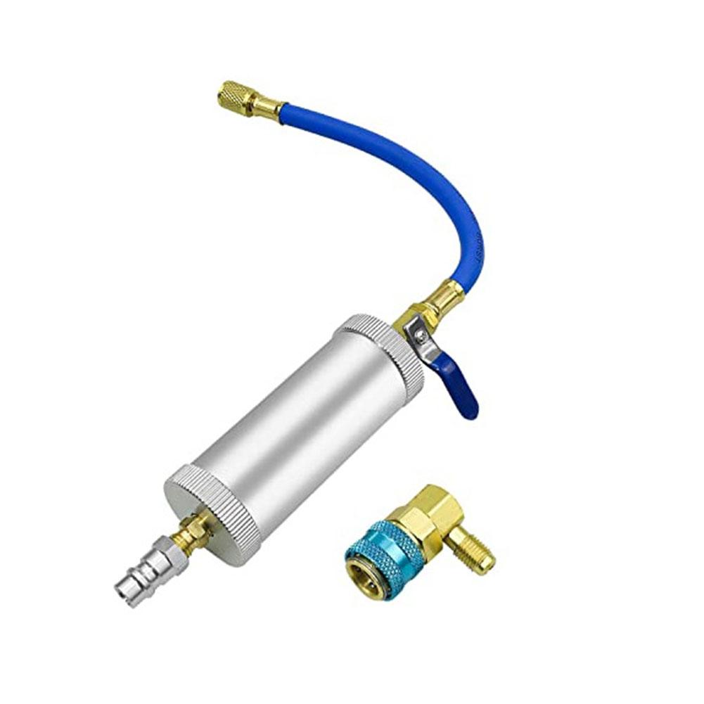 Car A/C Oil/Dye Injector 30Ml 1Oz with Low Side Quick Adapter Air Coupler 1/4 Oiler Syringe Automotive Injection Conditioni C5N1