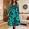 Halloween Women's Floral Print Midi Dress A Line Dress Vacation Casual Daily Regular Fit  Long Sleeve V Neck Black  Spring Fall