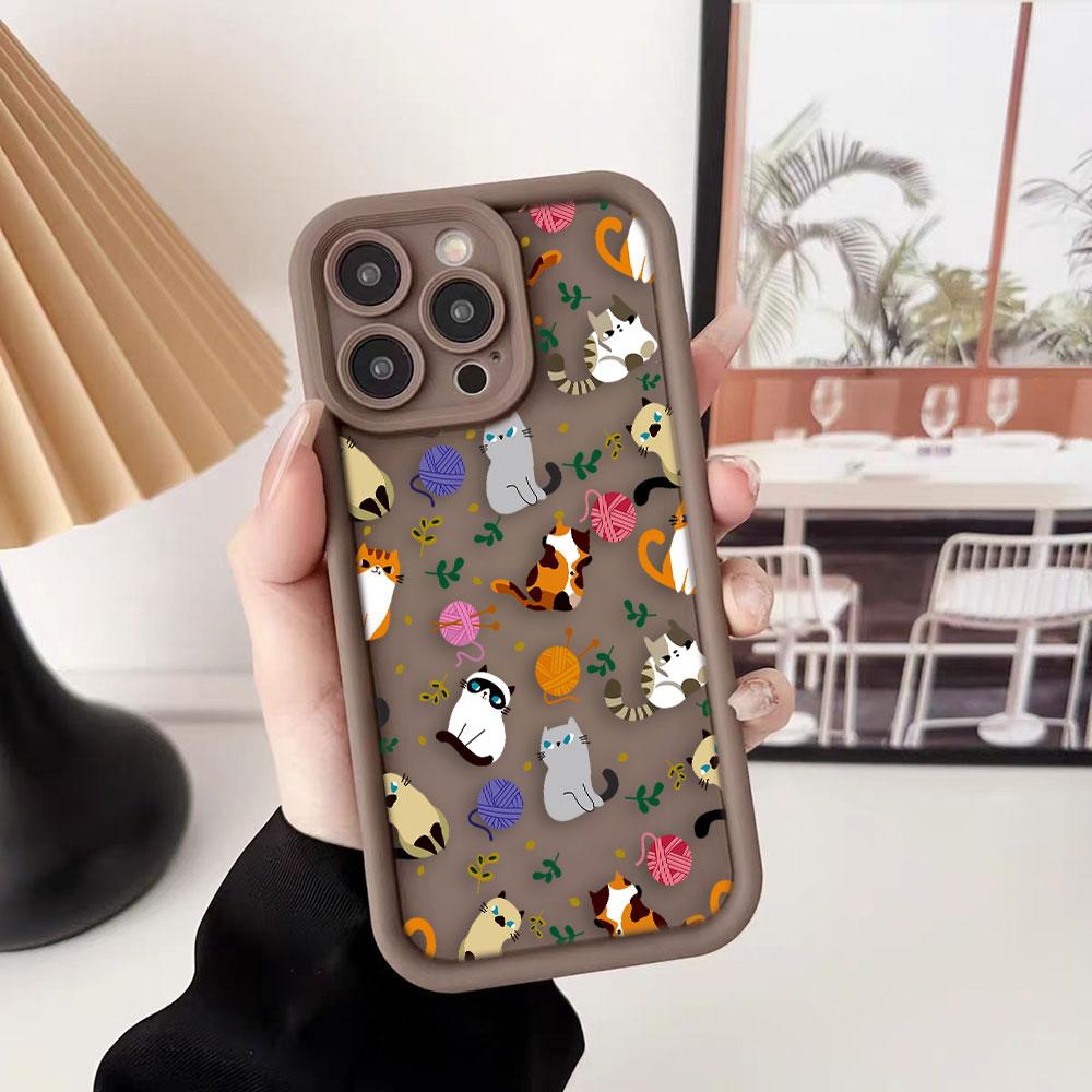 Милый кот Очаровательный чехол для телефона Для iPhone Apple 17 AIR 16 16E 11 12 13 14 15 XR Plus Pro Max Чехол своими руками ТПУ Ударопрочная крышка Capa