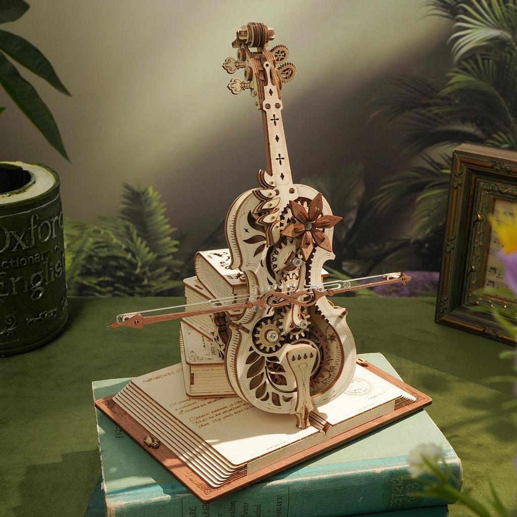 ROBOTIME AMK63 Magic Cello Adults 3D Puzzles -3D Wooden Puzzles for Adults - Wooden Music Box Puzzle to Build - Unique Music Gift Hobby Kits