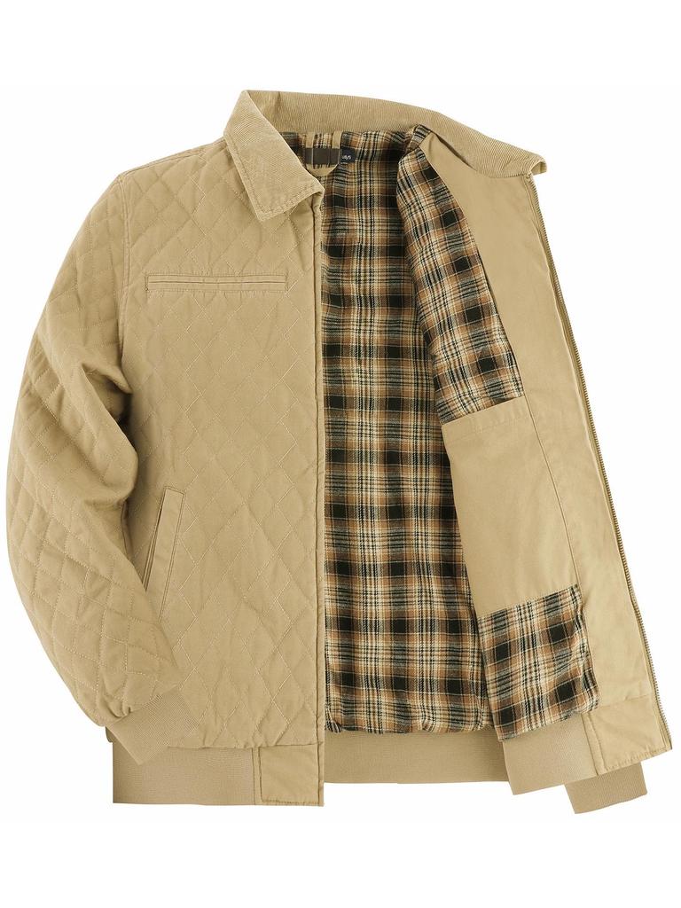 Мужская стеганая куртка из хлопкового холста, американского размера, утепленная теплой фланелью