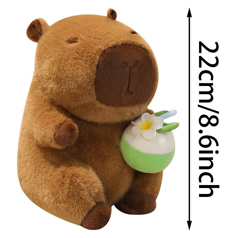 22Cm Cute Kapibala Capybara Plush Toy Cartoon Capybara Holding Ice Cream Coconut Stuffed Soft Animal Pillow Doll Creative Gift