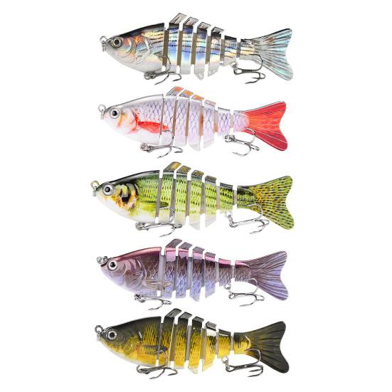 1/2/3/5Pcs 10CM/15.5G Multi-Jointed Fishing Lure with Hooks Realistic 7-Section Swimbait Plastic Artificial Bait Freshwater Saltwater Accessories