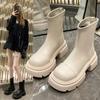 Fashion Platform Women Short Boots Fashion Back Zippers Ladies Shoes 2024 New Autumn Winter Beige Casual Ankle Boots for Women