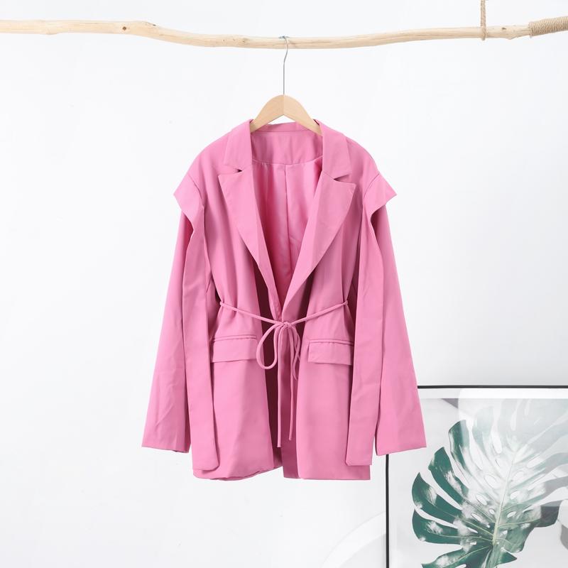 Модный полосатый пиджак с лацканами для женщин, элегантный свободный пиджак с поясом, женская весенняя универсальная шикарная уличная одежда