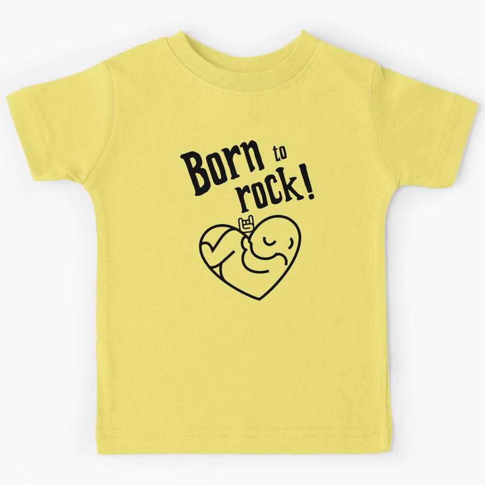 Born to Rock - Metalhead Baby Gift Little Girl / Boy (Yellow) Kids T-Shirt