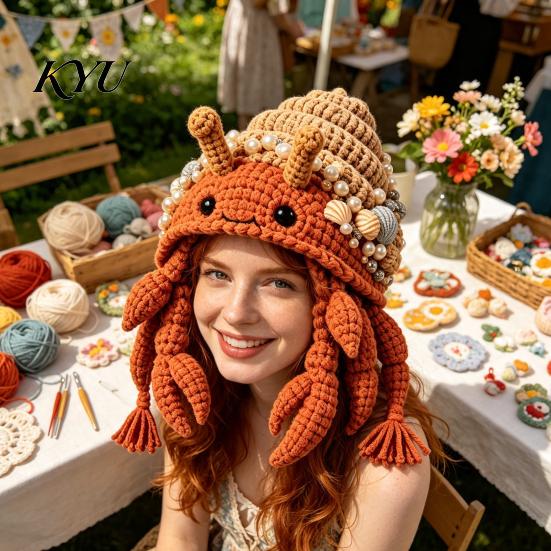 Holiday Crafting Projects Animal Hood Hat Crochet Kit, DIY Earflap Craft Supplies for Adults Cute Project Teens, Handmade Gift Yarn Crafts