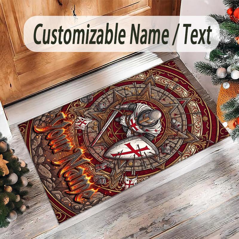 Portrait Man Theme Crystal Velvet Rug Personalized Custom Name Text Soft Floor Mat Home Decor