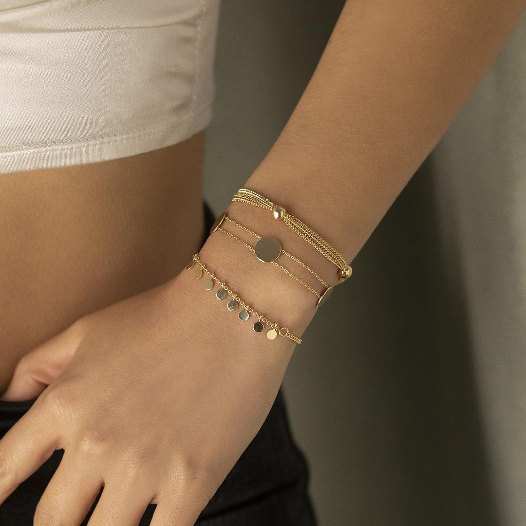 Аксессуары, простые геометрические украшения с бахромой для женщин, ретро многослойная цепочка с круглыми бусинами, набор браслетов с пайетками