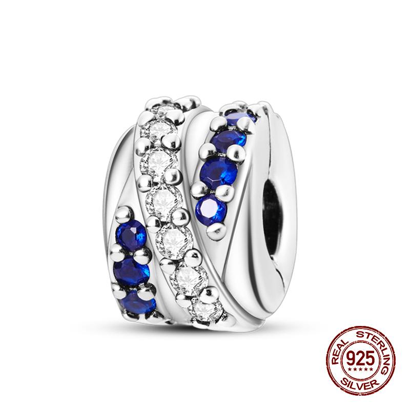 Fashion 100% 925 Sterling Silver Colorful Zircon Stars Moon Separator Charms Bead Fit Original Bracelet Fine DIY Jewelry