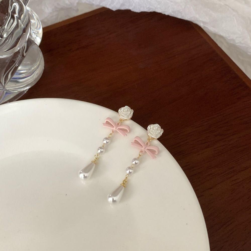 Lovely Mini Elegant Luxury Sweet Bow Ear Stud Ear Drop Korean Style Earrings Women Heart Earrings