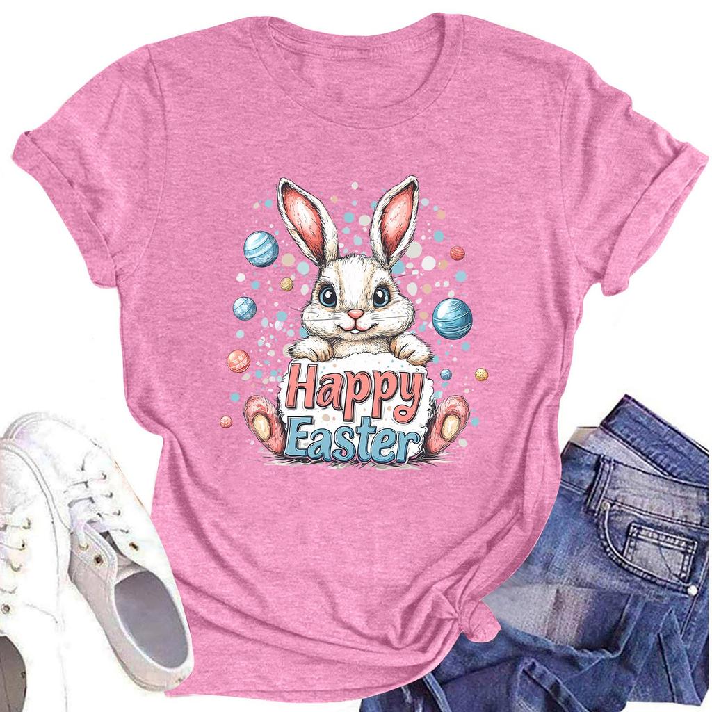 Women's Top Round Neck Casual Printed Short-sleeved T-shirt Top