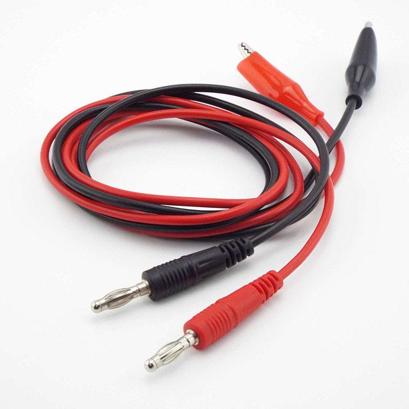 1M Dual Alligator Clip Crocodile Lead To 4mm Banana Connector Oscilloscope for Test Probe Electrical Cable Red Black
