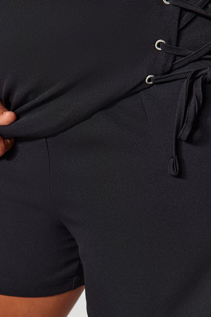 Women's Style Plus Size Gray Woven Tied Shorts Skirt