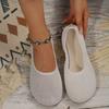 Fashion Women Round Toe Flat Shoes Solid Color Knitted  Casual Breathable Ballet Flats Women Mesh Flat Shoes Loafers Woman