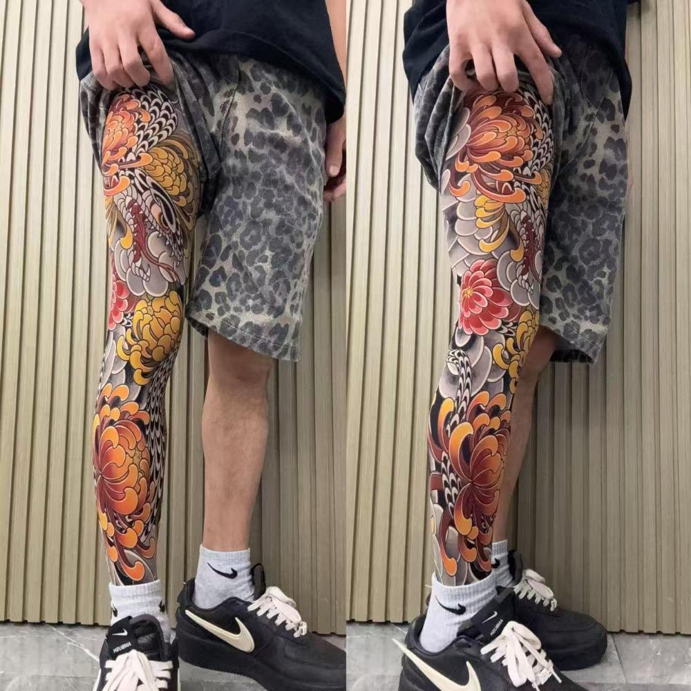 New Full Leg Fake Socks Printed Tights Cycling Fishing Elastic Socks Japanese Cool Personalized Driving Sexy Stockings Unisex