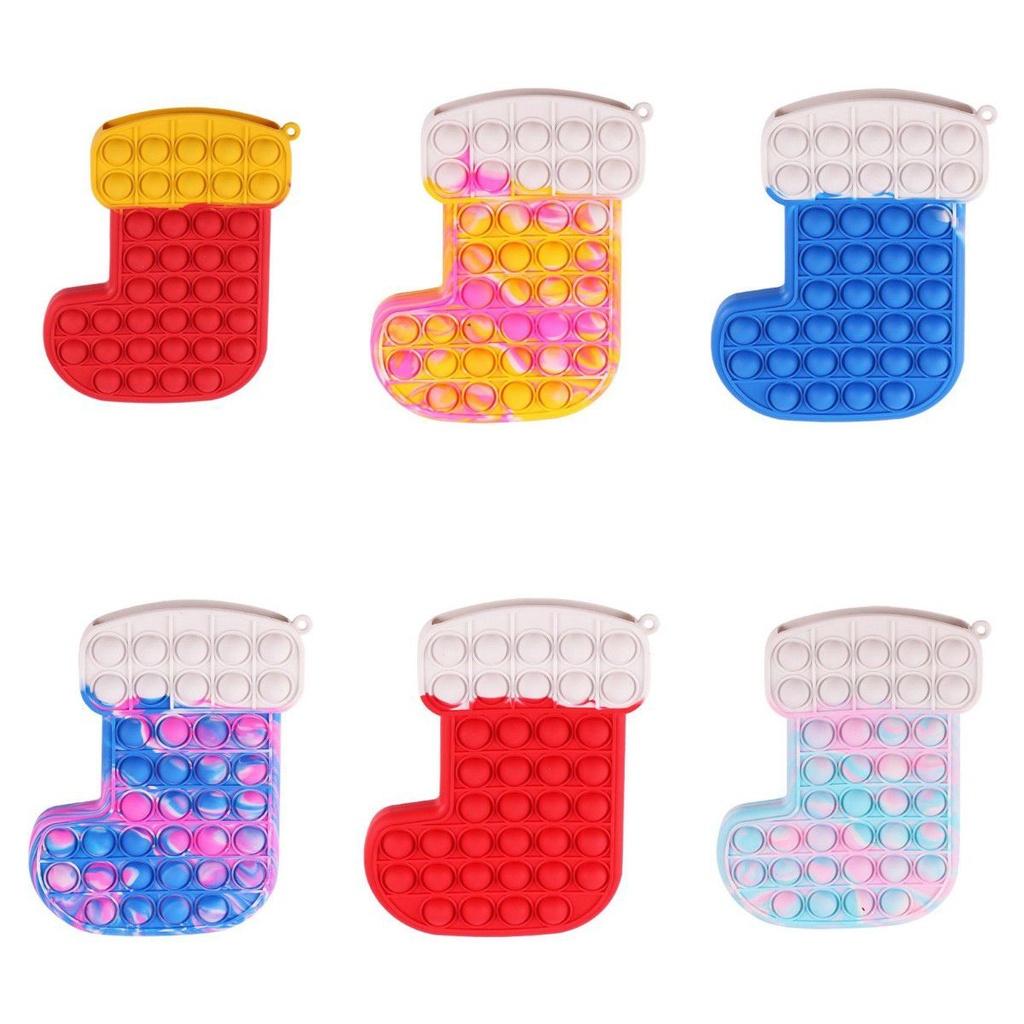 Рождественский чулок Поп Ит Фиджет Игрушка Ярких Цветов И Приятных Звуков Для Детей