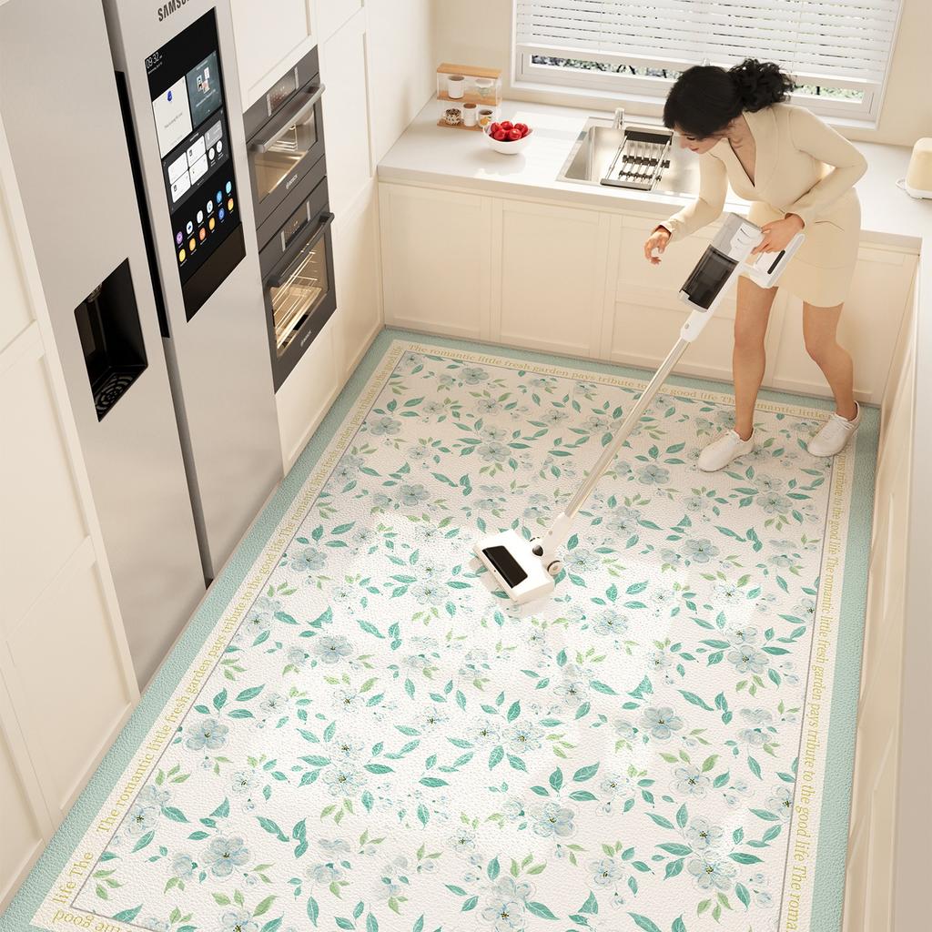 Современный простой кухонный коврик для пола ПВХ кожа водонепроницаемый маслостойкий ковер большой цветочный противообрастающий коврик для балкона Tapete De Cozinha