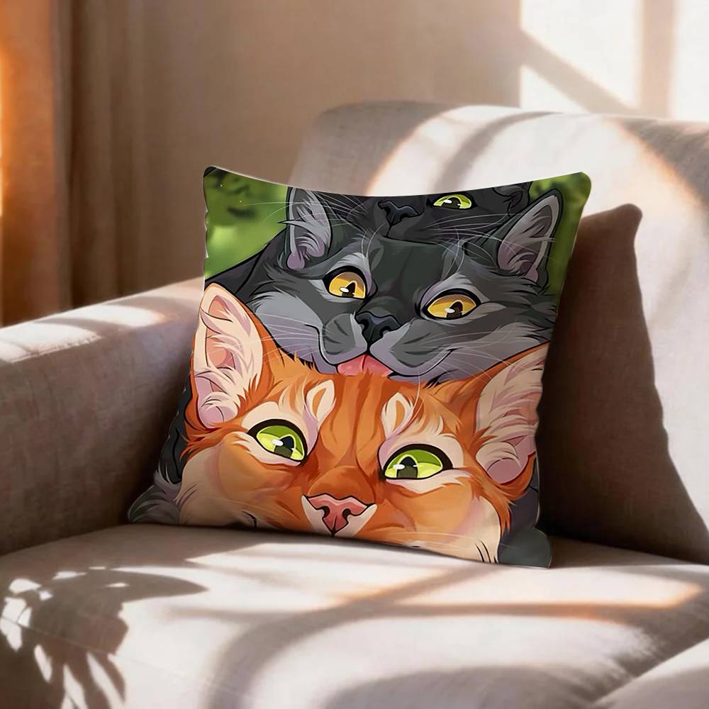 Wild Forest Fantasy Novel WWarrior Cats Pillow Case Pattern Printed Pillowcase For Living Room Sofa Cushion Cover