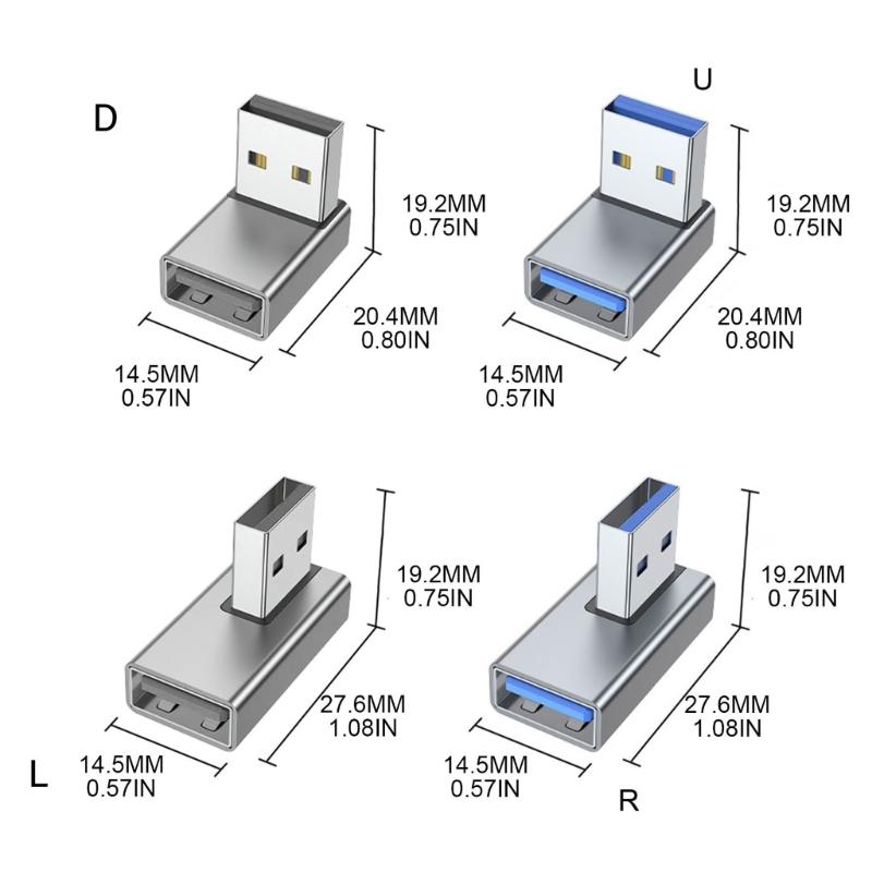 4 шт. 90-градусный правосторонний USB 3.0 Male to Female Удлинительный адаптер для ноутбука ПК Адаптер USB-зарядки Удлинитель