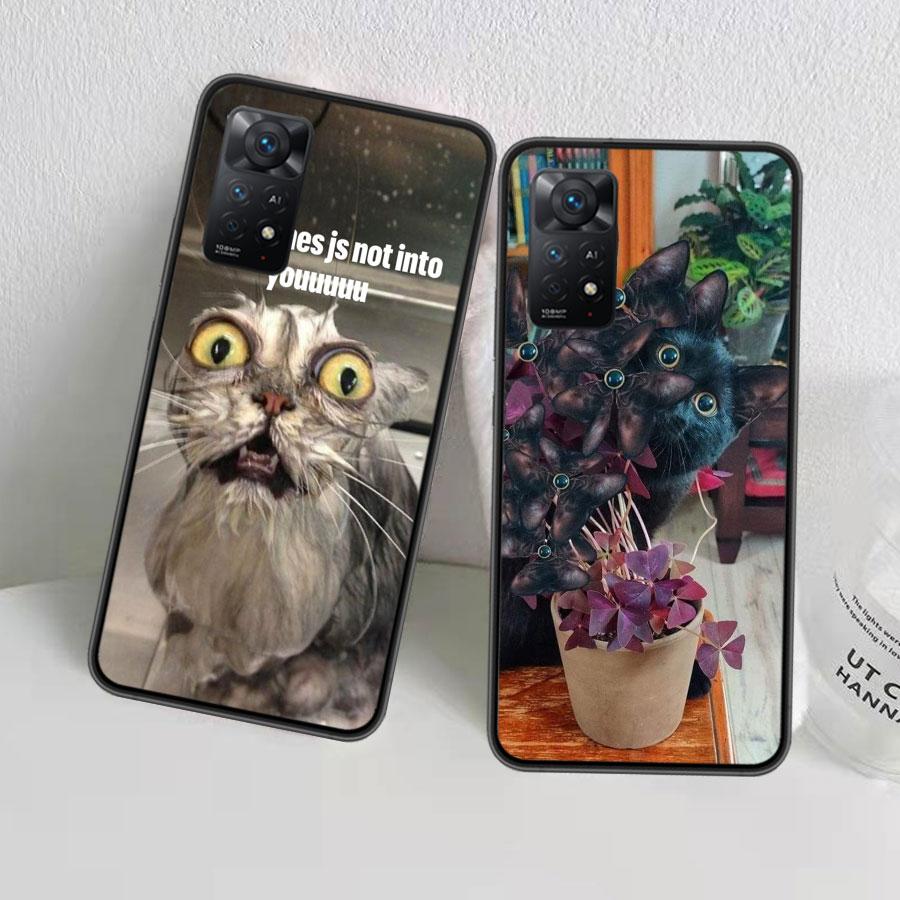 Забавный чехол для телефона с мемами про кошек Для Redmi 13C 14C Note 13 14 Pro 5G Plus 12 12C 10 10A 10C 9 9A 9C 9T 8 8A K70 Pro Xiaomi Cover S