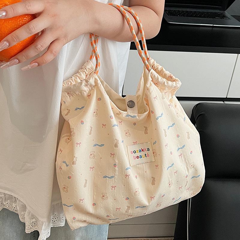 2025 printed new large-capacity commuter bag hand bag Korean version shoulder bag female student cute canvas bag