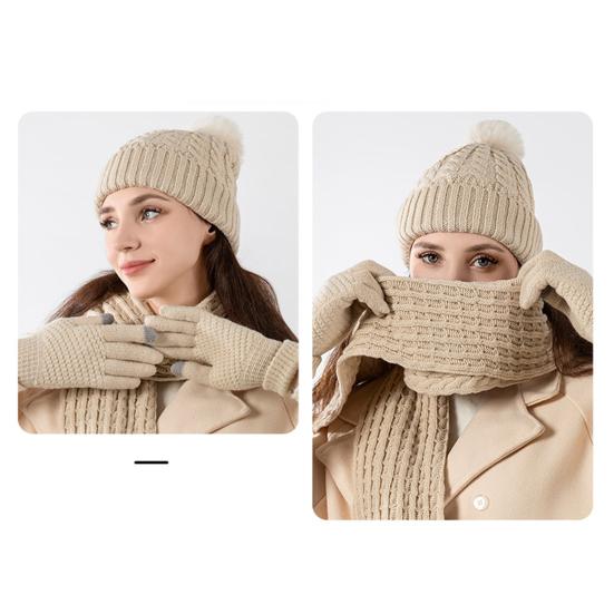3 шт./комплект унисекс зимняя шапка шарф перчатки комплект толстые трикотажные защитные шапки перчатки эластичные