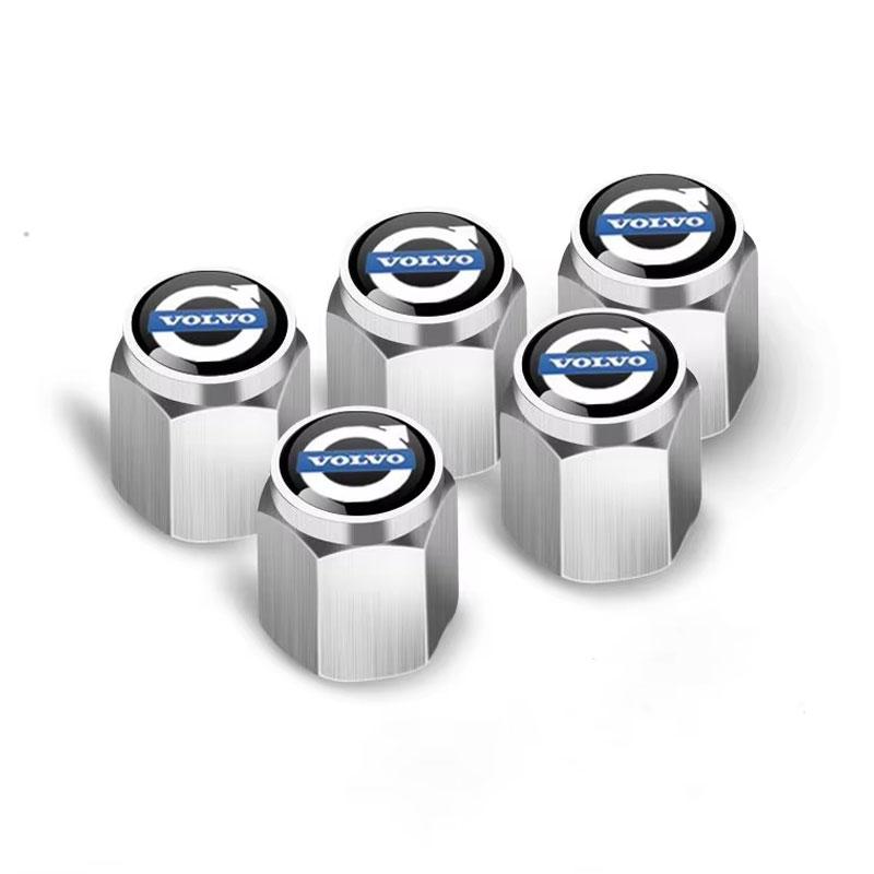 5PCS Car Wheel Tire Valve Caps Metal Stem Cover For Volvo XC60 V50 V40 XC90 S60 S40 S80l V90 V60 EX90 S90 XC40 C40 S70 Accessory KI7